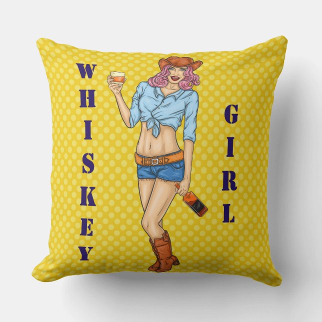 Whisky Girl Throw Kissen (Vorderseite)