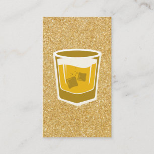 Whisky Glass Gold Glitzer Business Card Visitenkarte