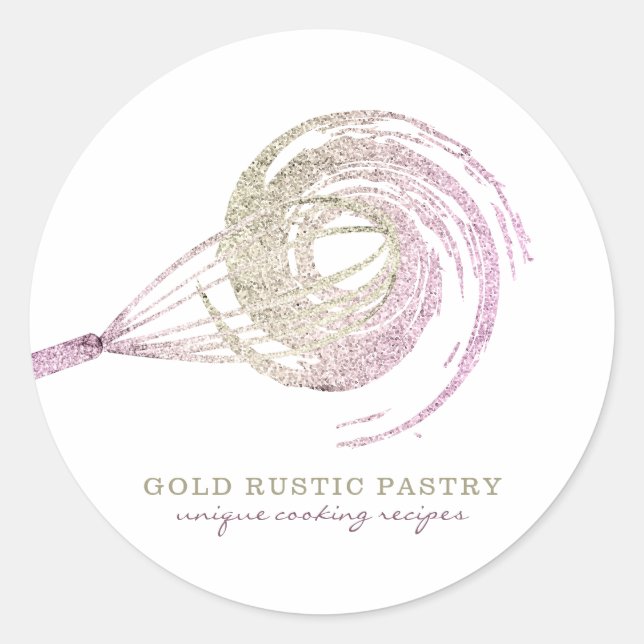 Whisky Glitzer Sparkle Bäckerei Koch Rose Gold Runder Aufkleber (Vorderseite)
