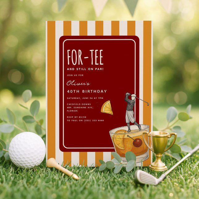 Whisky Golf Themed 40th Birthday Einladung (Von Creator hochgeladen)