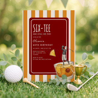 Whisky Golf Themed 60th Birthday Einladung