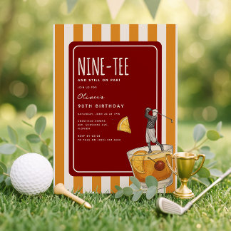 Whisky Golf Themed 90th Birthday Einladung