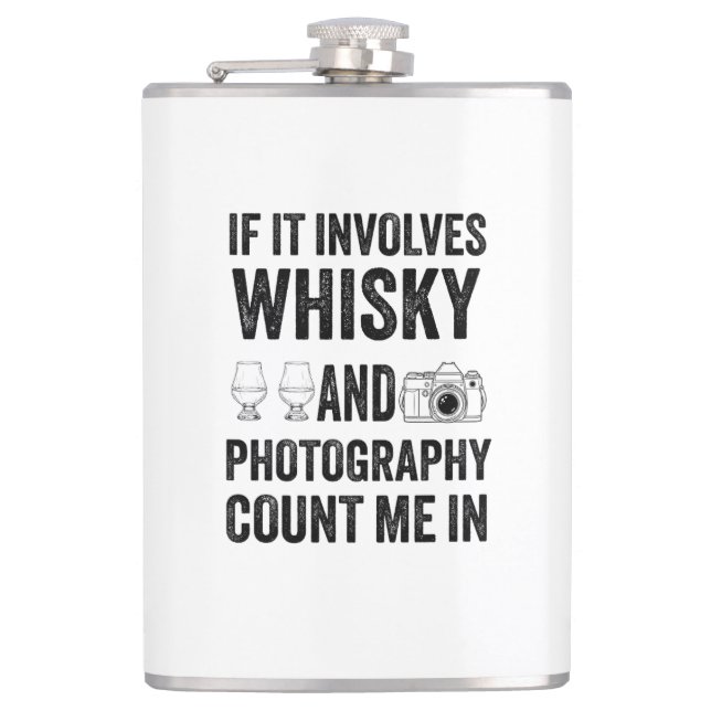Whisky & Photography - Funny Hobby Design Flachmann (Vorderseite)