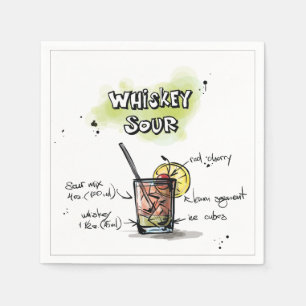 Whisky-saure Getränk-Rezept-Cocktail-Serviette Serviette