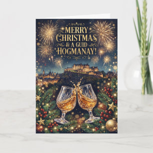 Whisky Toast Hogmanay Schottische Weihnachtskarte Karte