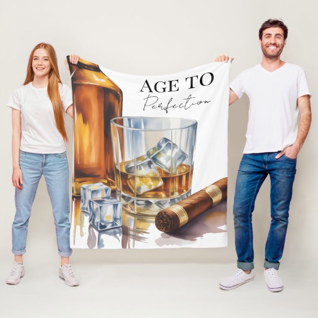 Whisky- und Zigarren-Männer-Geburtstagsfeier Fleecedecke (Beispiel)