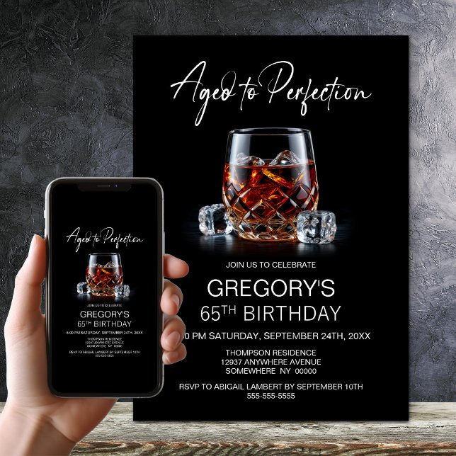 Whiskyglas 65. Geburtstag Einladung (Von Creator hochgeladen)