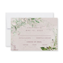 Whisper & Blush 2 Wedding 3 Meal Choice RSVP Card