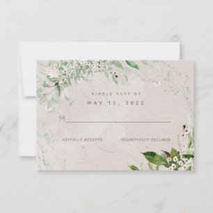 Whisper & Blush 2 Wedding No Meal Choice RSVP Card Karte
