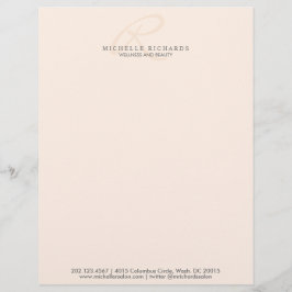 Whisper Pink Elegant Minimalistisches Monogramm Briefkopf