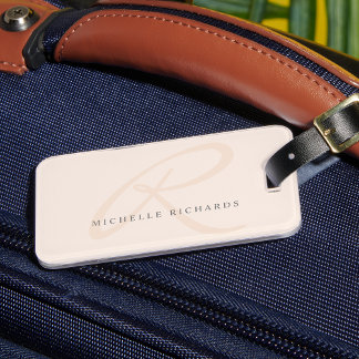 Whisper Pink Elegant Minimalistisches Monogramm Gepäckanhänger