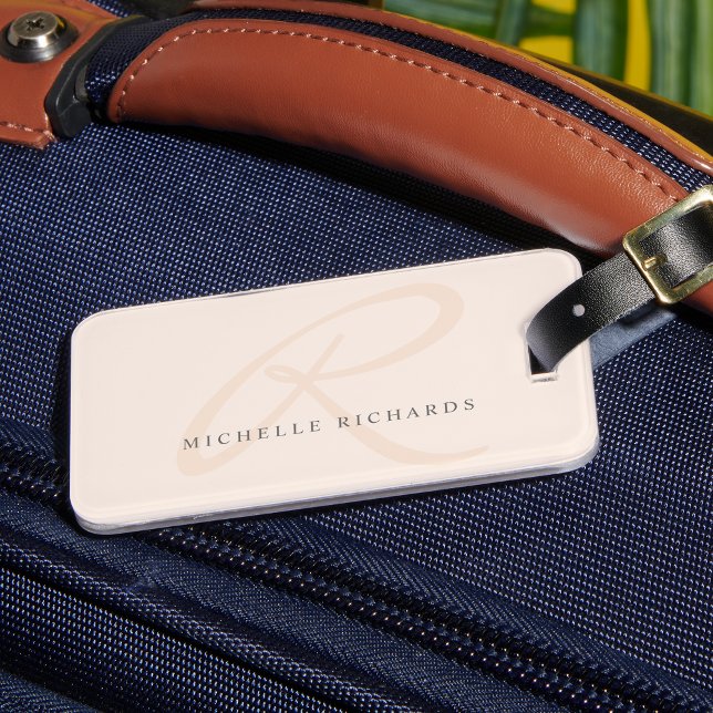 Whisper Pink Elegant Minimalistisches Monogramm Gepäckanhänger (Von Creator hochgeladen)