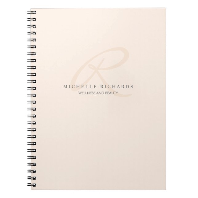 Whisper Pink Elegant Minimalistisches Monogramm Notizblock (Vorderseite)