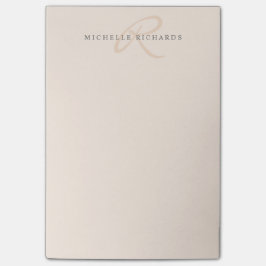 Whisper Pink Elegant Minimalistisches Monogramm Post-it Klebezettel