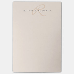 Whisper Pink Elegant Minimalistisches Monogramm Post-it Klebezettel