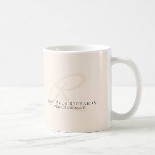 Whisper Pink Elegant Minimalistisches Monogramm Tasse