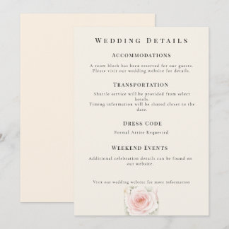 Whispered Petals Minimalist Wedding Details Card Einladung
