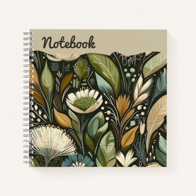 Whispergarten - Abstrakte Wildpflanze Notizbuch (Vorderseite)