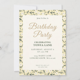 Whispering Meadow - Butter Yellow Floral Border Einladung
