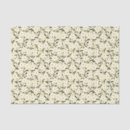 Whispering Meadow - Butter Yellow Floral Pattern Seidenpapier