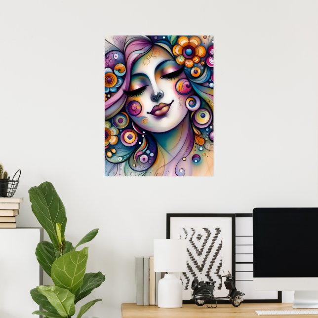 Whispering Whimsical Woman Wall Art Poster (Heimbüro)