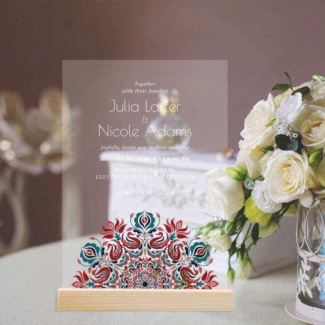 Whispers Lake Swan Lotus Blume Mandala Wedding Acryleinladungen (Von Creator hochgeladen)