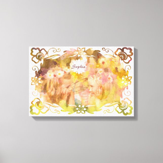 Whispers of Magic: Two Fairy Friends in a Garden Leinwanddruck (Vorderseite)