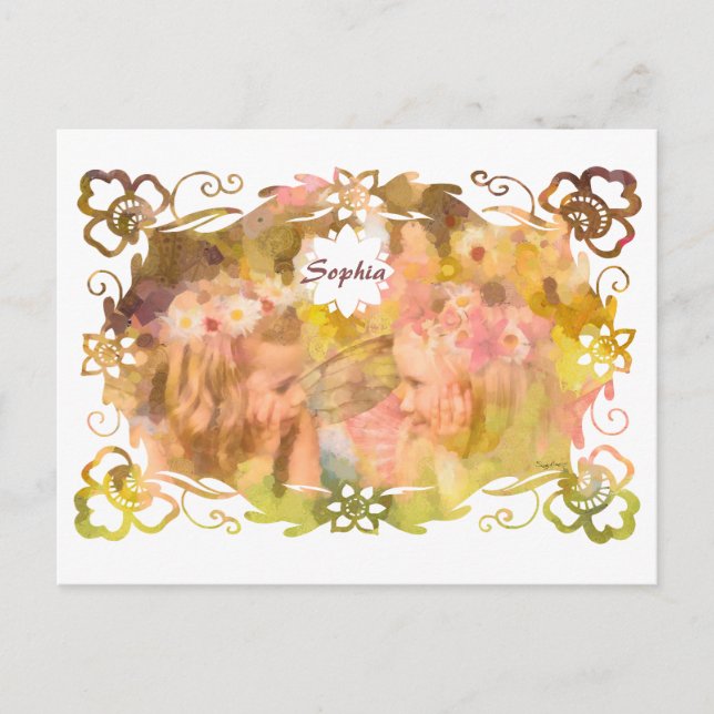 Whispers of Magic: Two Fairy Friends in a Garden Postkarte (Vorderseite)