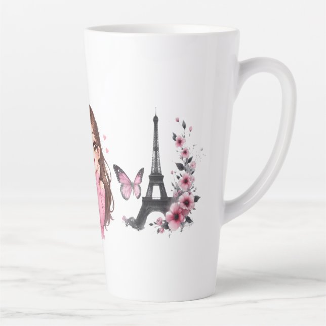 Whispers of Paris Petals Over the Eiffel A Butterf Milchtasse (Rechts)