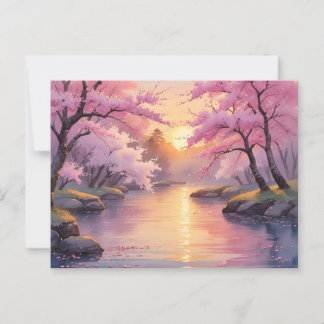 Whispers of Sakura at Sunset Postkarte