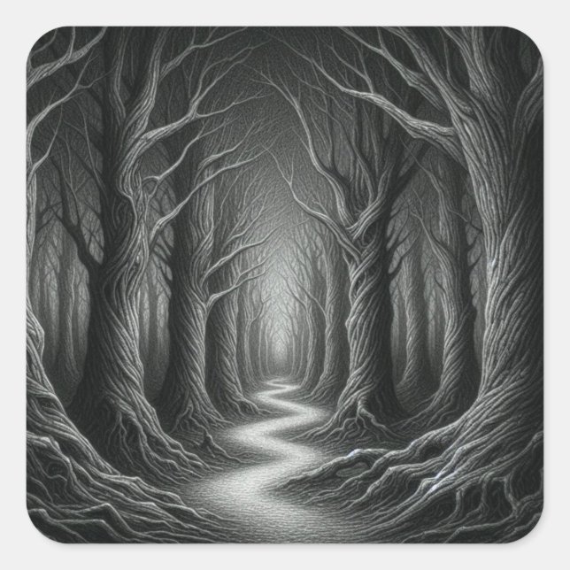 Whispers of the Enchanted Forest Quadratischer Aufkleber (Vorderseite)