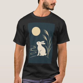 Whispers of the Moon – Minimal Japanese Rabbit Des T-Shirt