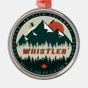 Whistler BC Canada Mountain Ski Vintag Ornament Aus Metall
