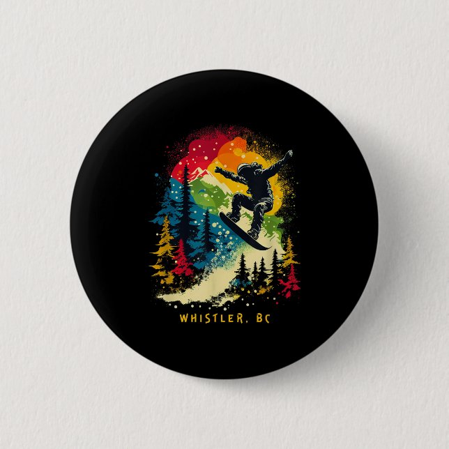 Whistler Bc Kanada Snowboarder Snowboarden Resort Button (Vorderseite)