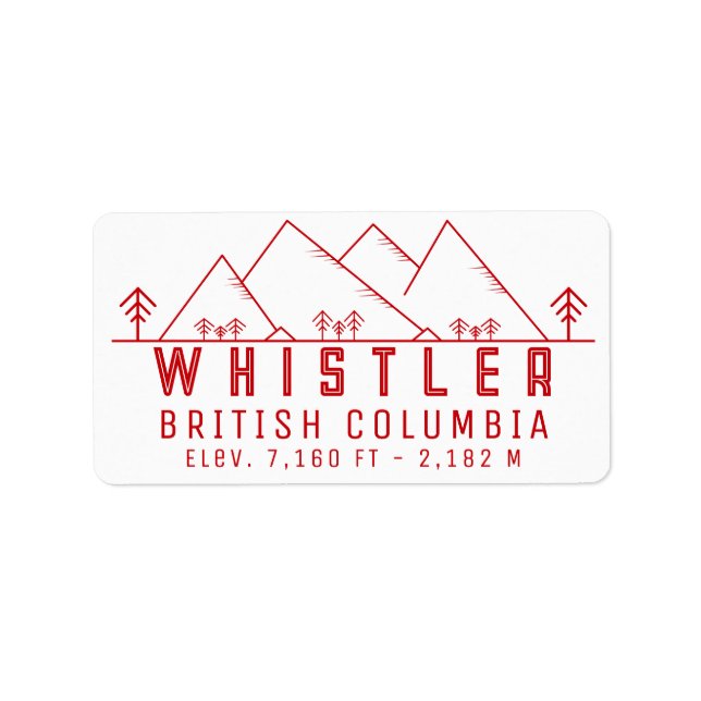 Whistler British Columbia Canada Minimalistisch Adressaufkleber (Vorne)