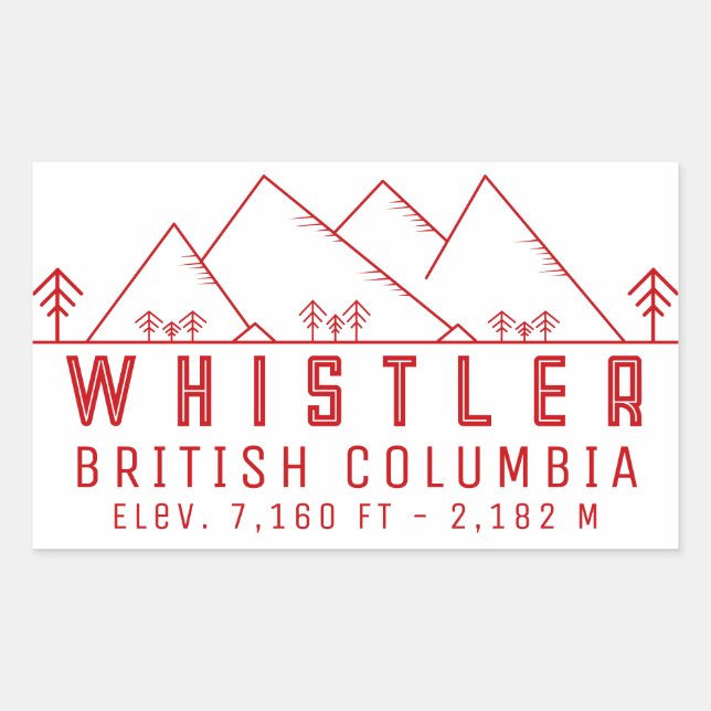Whistler British Columbia Canada Minimalistisch Rechteckiger Aufkleber (Vorderseite)