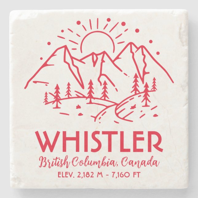 Whistler British Columbia Canada Minimalistisch Sk Steinuntersetzer (Vorderseite)