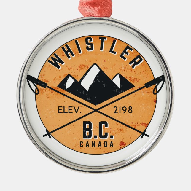 Whistler British Columbia Canada Skiing Snowboard Ornament Aus Metall (Vorne)