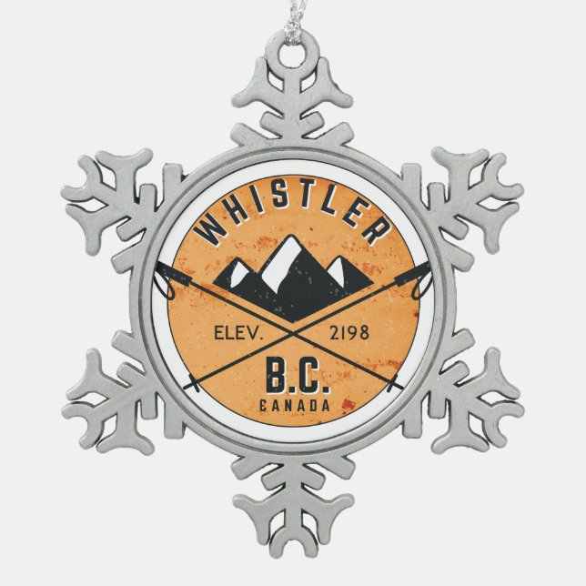 Whistler British Columbia Canada Skiing Snowboard Schneeflocken Zinn-Ornament (Vorderseite)