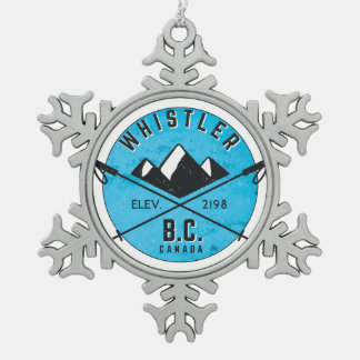 Whistler British Columbia Kanada Skifahren Ski Schneeflocken Zinn-Ornament