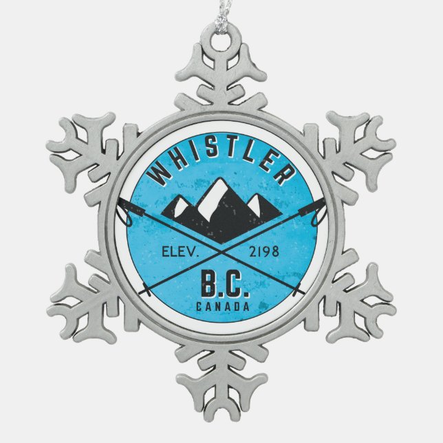 Whistler British Columbia Kanada Skifahren Ski Schneeflocken Zinn-Ornament (Vorderseite)