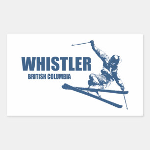 Whistler British Columbia Skier Rechteckiger Aufkleber
