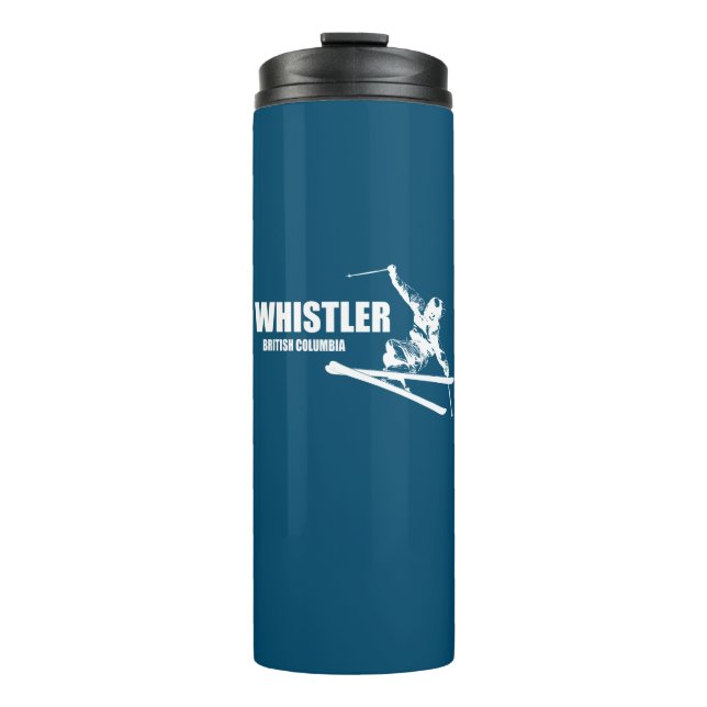 Whistler British Columbia Skier Thermosbecher (Vorderseite)
