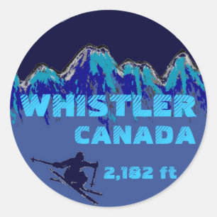 Whistler Canada blue ski art Aufkleber