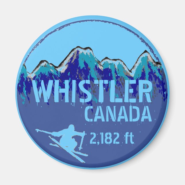 Whistler Canada blue ski art magnet (Vorne)