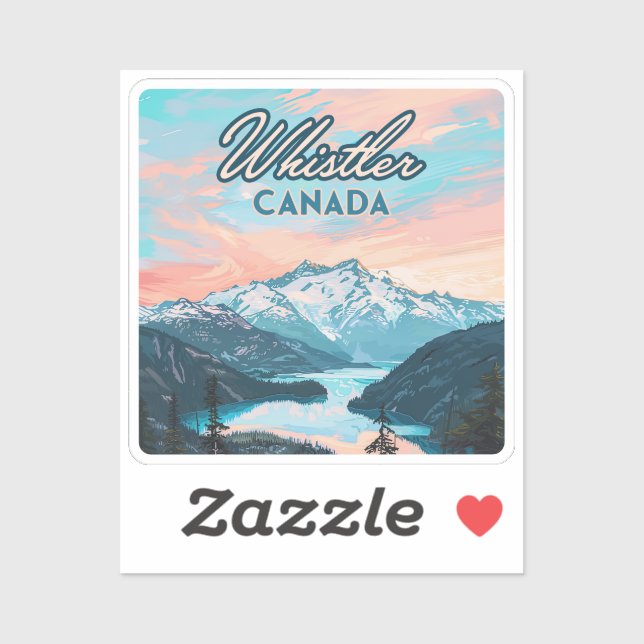 Whistler Canada British Columbia Ski Resort Retro Aufkleber (Blatt)