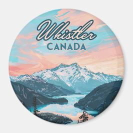 Whistler Canada British Columbia Ski Resort Retro Magnet