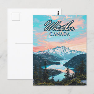Whistler Canada British Columbia Ski Resort Retro Postkarte