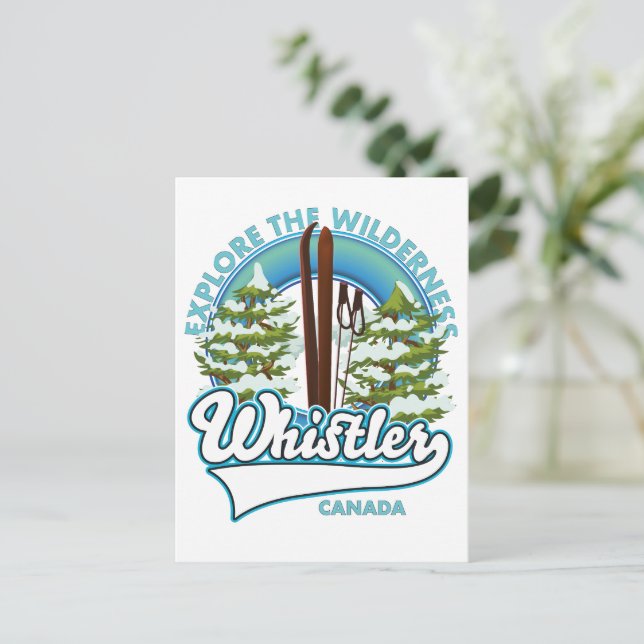 Whistler Canada, erkunden Sie die Wildnis, das Ski Postkarte (Stehend Vorderseite)