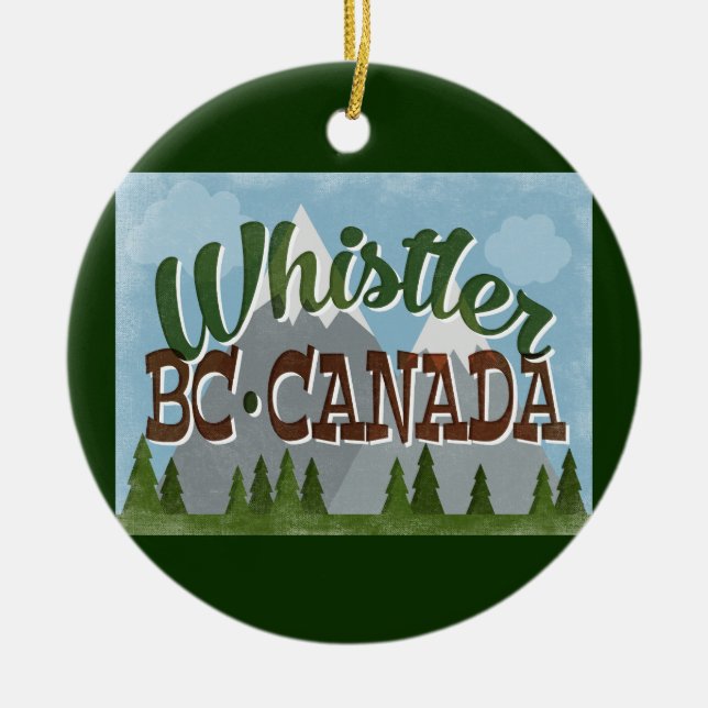 Whistler Canada Fun Retro Snowy Mountains Keramik Ornament (Vorne)